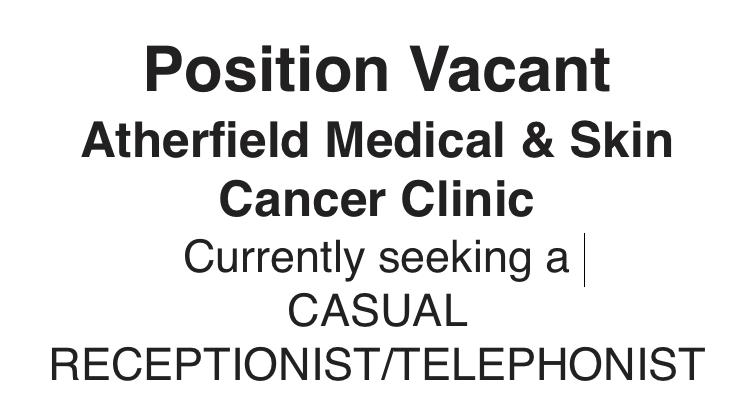 Position Vacant – Atherfield Medical & Skin Cancer Clinic